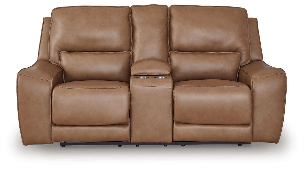 DeepWakes - Power Reclining Loveseat / Console / Adjustable Headrest - Caramel – Reclining Loveseats by Signature Design by Ashley® at Furniture Wholesale Plus , Nashville furniture store