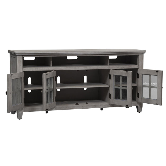 Heartland - Entertainment TV Stand - Antique White / Tobacco Tops – TV Stands by Liberty Furniture at Furniture Wholesale Plus , Nashville furniture store