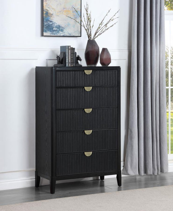Brookmead - 5-Drawer Bedroom Chest - Black – Accent Chests by Coaster Fine Furniture at Furniture Wholesale Plus , Nashville furniture store