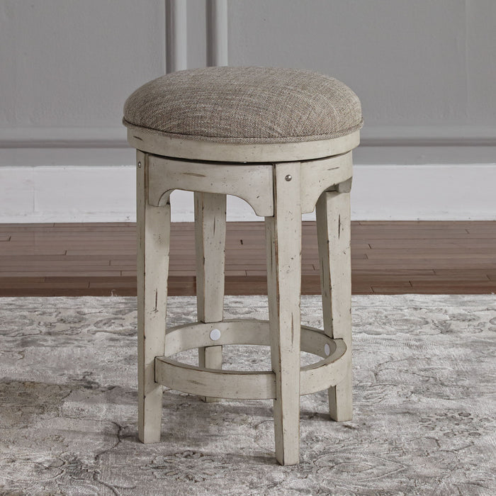 Morgan Creek - Console Swivel Stool - Antique White / Wirebrushed Tobacco Accents – Counter Height (24"-27") by Liberty Furniture at Furniture Wholesale Plus , Nashville furniture store