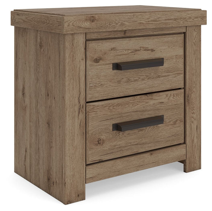 Oliandon - Two Drawer Night Stand - Light Brown – Nightstands w/ Charging Stations by Signature Design by Ashley® at Furniture Wholesale Plus , Nashville furniture store