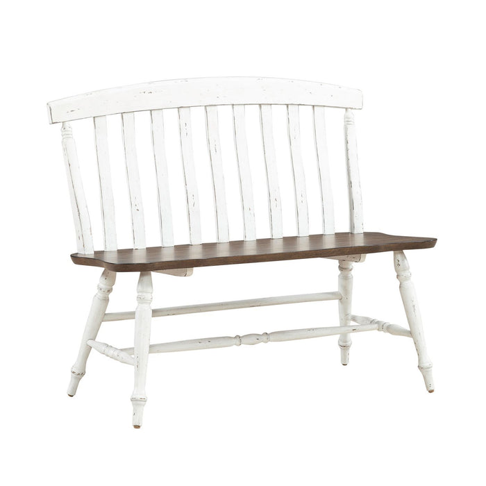 Al Fresco - Slat Back Bench - Graphite & Whitestone – Dining Benches by Liberty Furniture at Furniture Wholesale Plus , Nashville furniture store