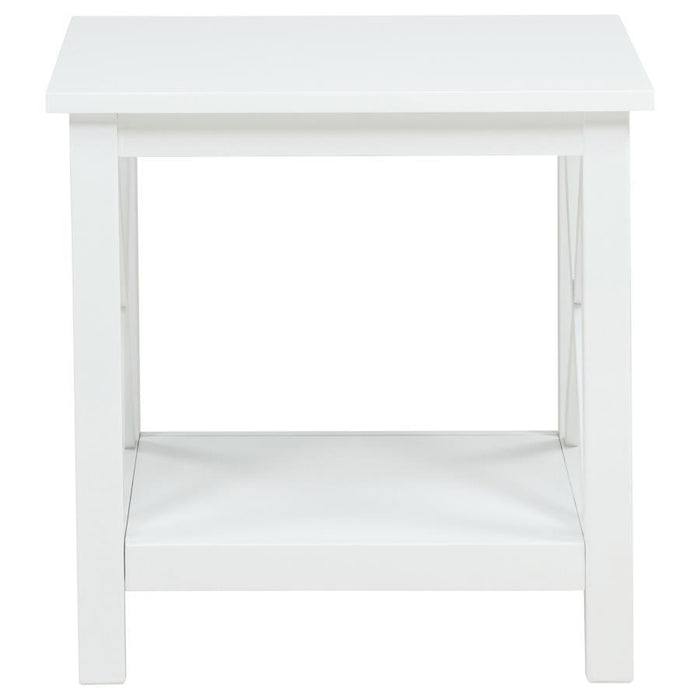 Skyview - Square Pine Wood Side End Table With Shelf - White – End Tables by Coaster Fine Furniture at Furniture Wholesale Plus , Nashville furniture store