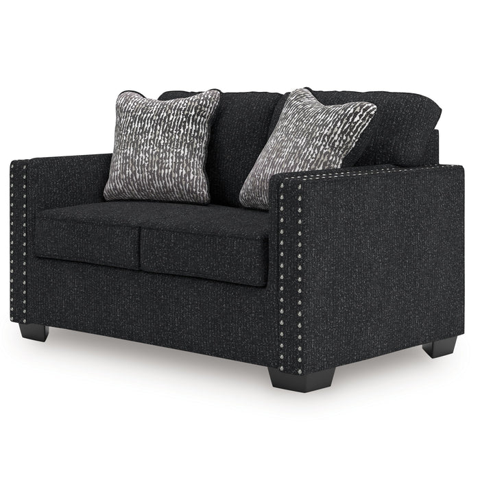 Jasmine Peaks - Loveseat - Coal – Stationary Loveseats by Benchcraft® at Furniture Wholesale Plus , Nashville furniture store