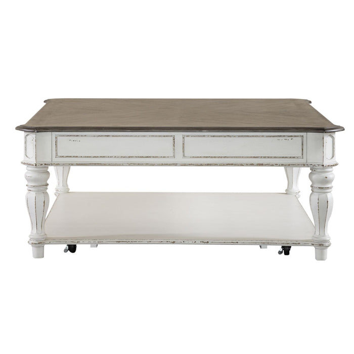Magnolia Manor - Oversized Square Cocktail Table - Antique White – Cocktail Tables by Liberty Furniture at Furniture Wholesale Plus , Nashville furniture store