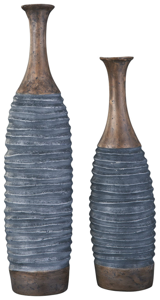 BLAYZE - Antique Gray / Brown - Vase Set (Set of 2) - Premium Vases & Jars from Signature Design by Ashley® - Just $168! Shop now at Furniture Wholesale Plus  We are the best furniture store in Nashville, Hendersonville, Goodlettsville, Madison, Antioch, Mount Juliet, Lebanon, Gallatin, Springfield, Murfreesboro, Franklin, Brentwood
