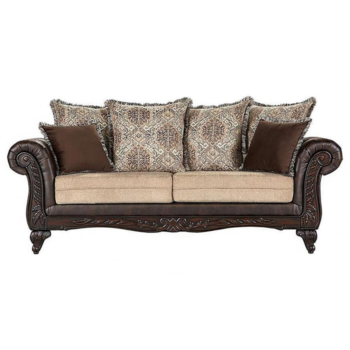 Elmbrook - Upholstered Rolled Arm Sofa Set With Intricate Wood - Premium Stationary Sofas & Loveseats from Coaster Fine Furniture - Just $2279! Shop now at Furniture Wholesale Plus  We are the best furniture store in Nashville, Hendersonville, Goodlettsville, Madison, Antioch, Mount Juliet, Lebanon, Gallatin, Springfield, Murfreesboro, Franklin, Brentwood