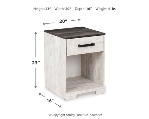 Shawburn - White / Black / Gray - One Drawer Night Stand - Open Cubby - Premium Accent Nightstands from Signature Design by Ashley® - Just $88! Shop now at Furniture Wholesale Plus  We are the best furniture store in Nashville, Hendersonville, Goodlettsville, Madison, Antioch, Mount Juliet, Lebanon, Gallatin, Springfield, Murfreesboro, Franklin, Brentwood