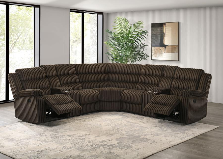 Atkinson - Upholstered Reclining Sectional Sofa – Reclining Sectionals by Coaster Fine Furniture at Furniture Wholesale Plus , Nashville furniture store