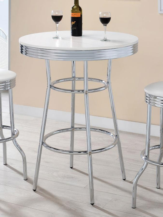 Retro - Round 30" 1950's Bistro Pub Height Bar Table – Bar Tables by CoasterEveryday at Furniture Wholesale Plus , Nashville furniture store