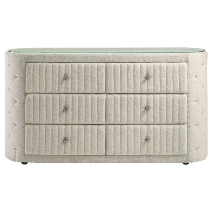 Sonya - 6-Drawer Upholstered Bedroom Dresser – Dressers by Coaster Fine Furniture at Furniture Wholesale Plus , Nashville furniture store