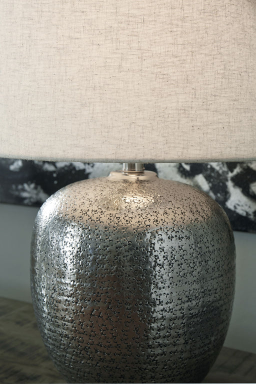 Magalie - Metal Table Lamp  - Antique Silver Finish – Table Lamps by Signature Design by Ashley® at Furniture Wholesale Plus , Nashville furniture store