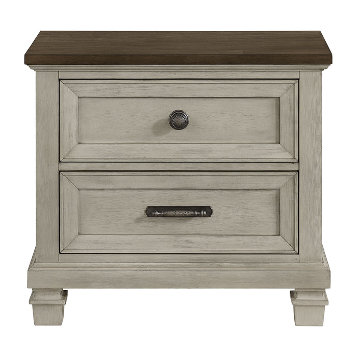 Farmington - 2 Drawer Nightstand With USB - Medium Brown / Washed Stone – Nightstands w/ Charging Stations by Elements International at Furniture Wholesale Plus , Nashville furniture store