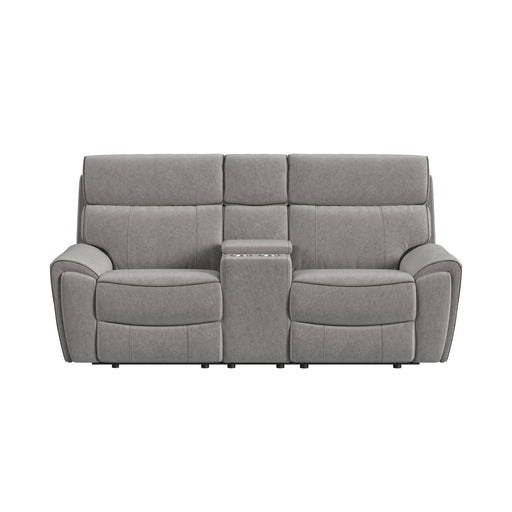 Jackpot - P1 Loveseat With Console - Explore Light Gray – Reclining Loveseats by Elements International at Furniture Wholesale Plus , Nashville furniture store
