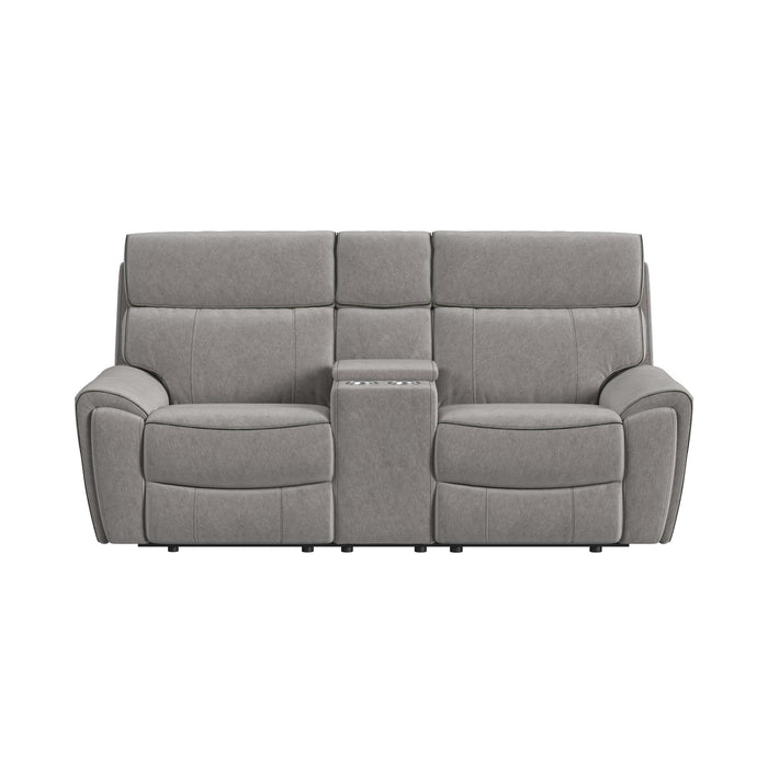 Jackpot - P1 Loveseat With Console - Explore Light Gray – Reclining Loveseats by Elements International at Furniture Wholesale Plus , Nashville furniture store