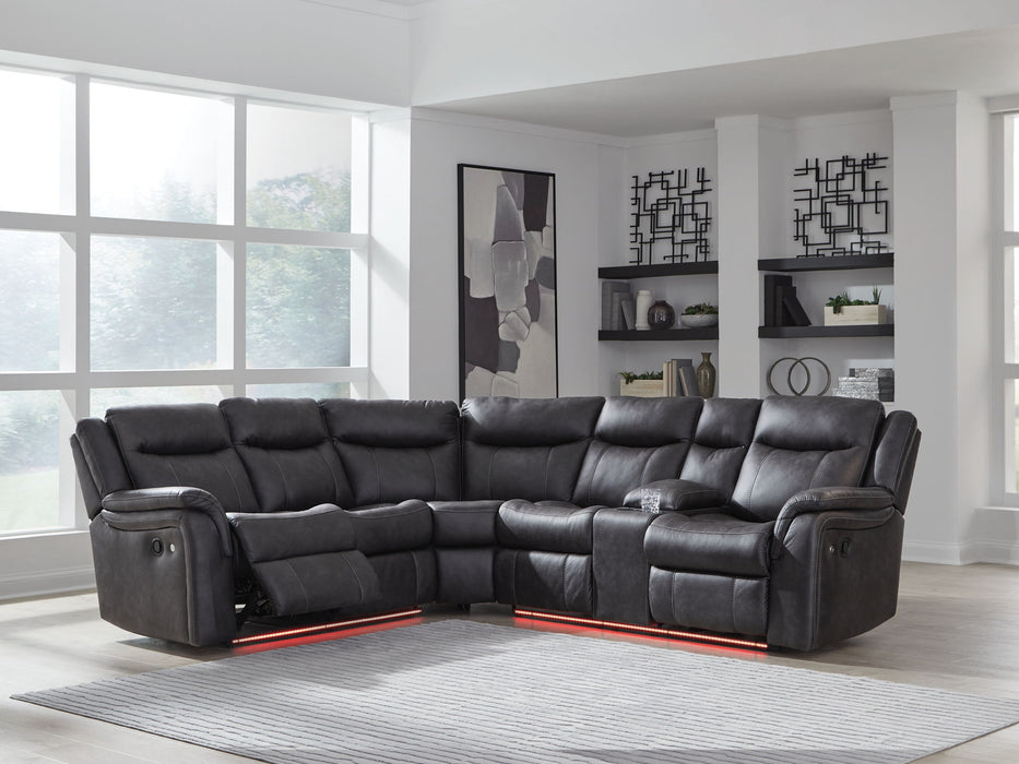 Sultan Meadow - 2-Piece Reclining Sectional - Carbon – Reclining Sectionals by Signature Design by Ashley® at Furniture Wholesale Plus , Nashville furniture store