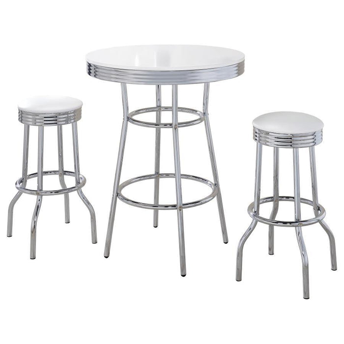 Retro - 3 Pieces Round 1950s Bistro Pub Bar Table Set - Premium 3 Piece Dining Room Sets from Coaster Fine Furniture - Just $409! Shop now at Furniture Wholesale Plus  We are the best furniture store in Nashville, Hendersonville, Goodlettsville, Madison, Antioch, Mount Juliet, Lebanon, Gallatin, Springfield, Murfreesboro, Franklin, Brentwood
