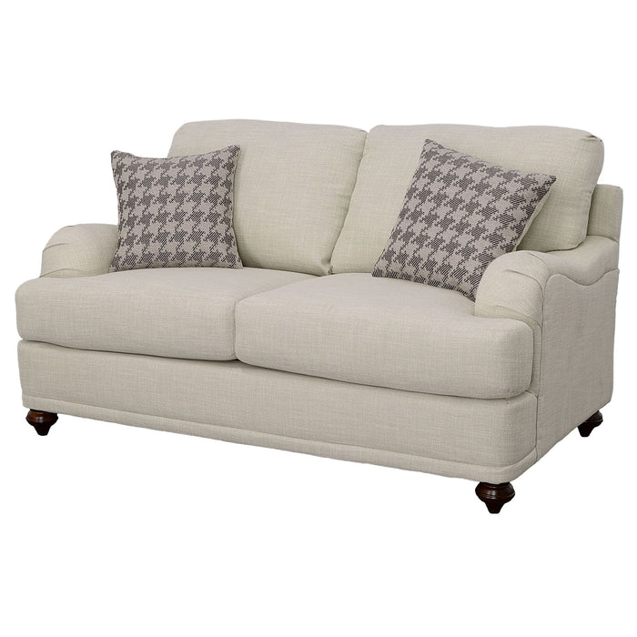 Glenn - Upholstered English Arm Loveseat - Light Gray – Stationary Loveseats by CoasterElevations at Furniture Wholesale Plus , Nashville furniture store