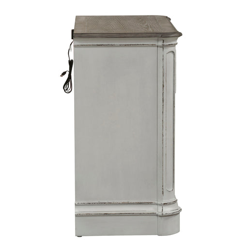 Magnolia Manor - 3 Drawer Bedside Chest With Charging Station - Antique White – Bedside Chests by Liberty Furniture at Furniture Wholesale Plus , Nashville furniture store