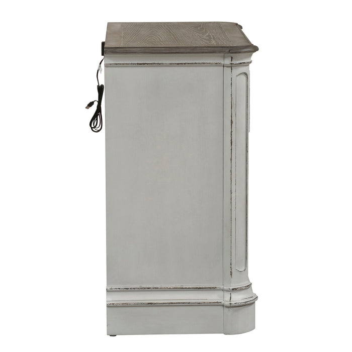 Magnolia Manor - 3 Drawer Bedside Chest With Charging Station - Antique White – Bedside Chests by Liberty Furniture at Furniture Wholesale Plus , Nashville furniture store