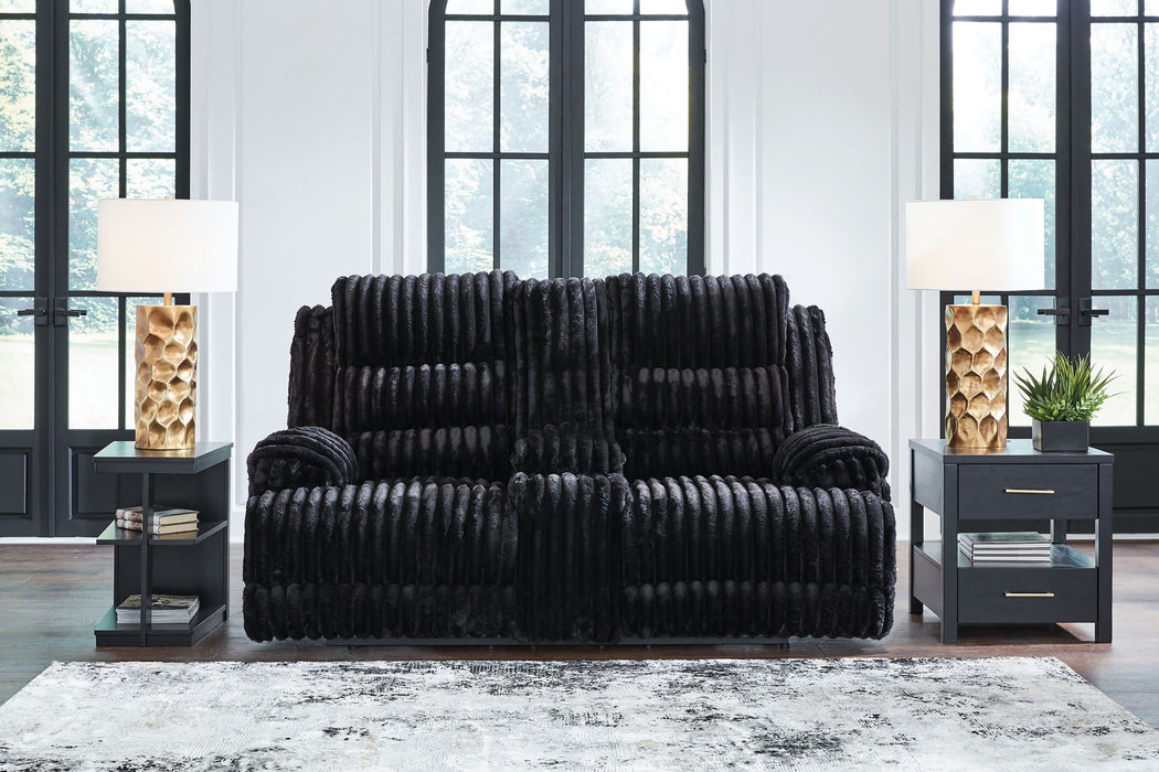 Rhine Falls - Double Reclining Power Loveseat With Console - Onyx – Reclining Loveseats by Signature Design by Ashley® at Furniture Wholesale Plus , Nashville furniture store