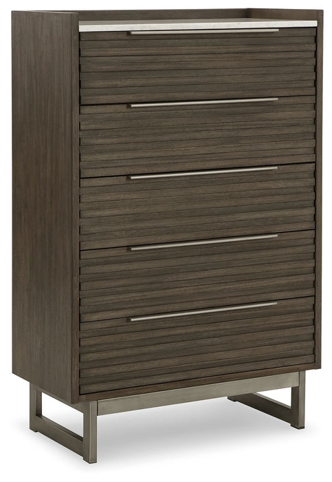 Arkenton - Five Drawer Chest - Grayish Brown / White – Accent Chests by Ashley® at Furniture Wholesale Plus , Nashville furniture store