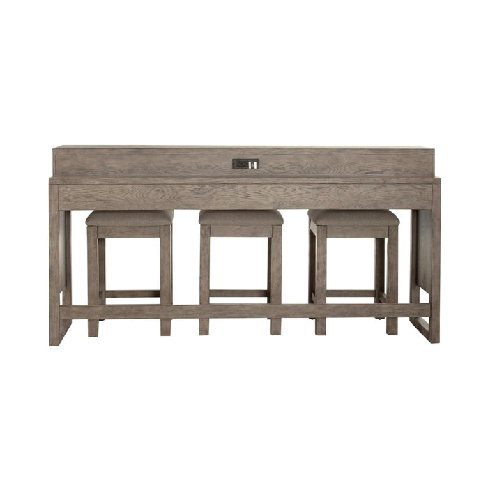 Bartlett Field - 4 Piece Living Room Set (Console Bar Table & 3 Console Stools) - Dusty Taupe – 4 Piece Living Room Sets by Liberty Furniture at Furniture Wholesale Plus , Nashville furniture store