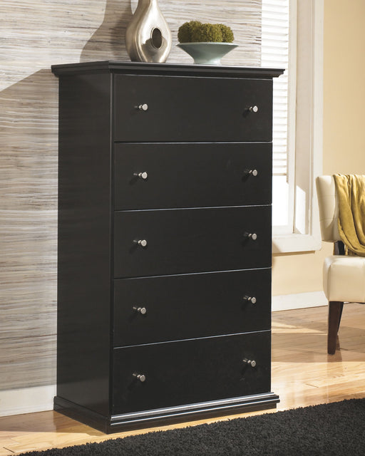 Maribel - Black - Five Drawer Chest - Premium Accent Chests from Signature Design by Ashley® - Just $318! Shop now at Furniture Wholesale Plus  We are the best furniture store in Nashville, Hendersonville, Goodlettsville, Madison, Antioch, Mount Juliet, Lebanon, Gallatin, Springfield, Murfreesboro, Franklin, Brentwood