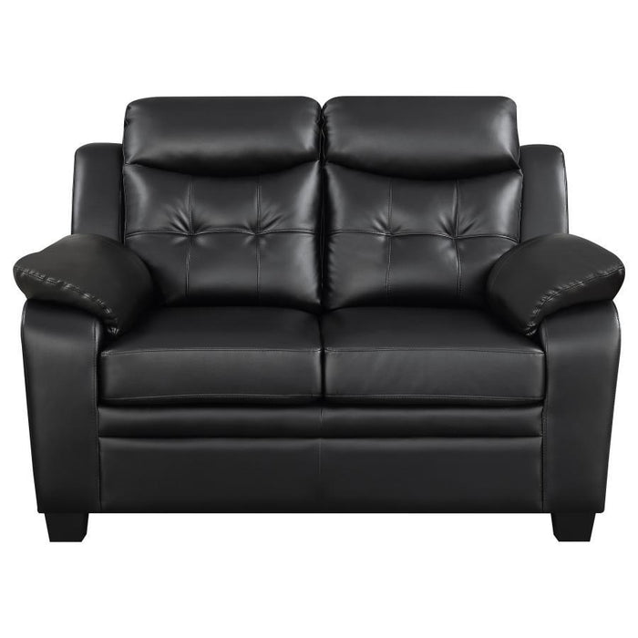 Finley - Upholstered Padded Arm Tufted Loveseat - Black – Stationary Loveseats by CoasterEveryday at Furniture Wholesale Plus , Nashville furniture store