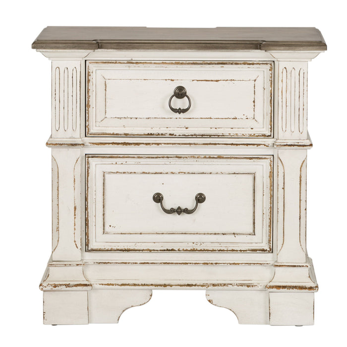 Abbey Park - 2 Drawer Nightstand With Charging Station - Antique White – Nightstands w/ Charging Stations by Liberty Furniture at Furniture Wholesale Plus , Nashville furniture store