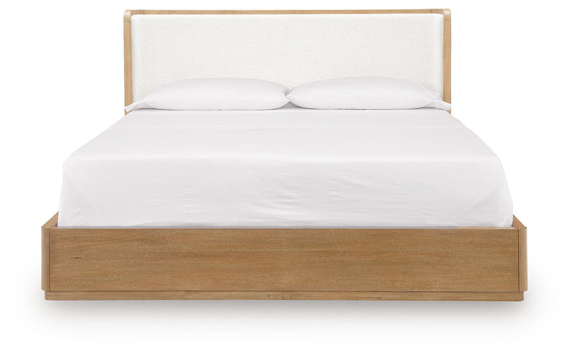Pamaria - King Upholstered Bed - Light Brown – Upholstered Beds by Signature Design by Ashley® at Furniture Wholesale Plus , Nashville furniture store