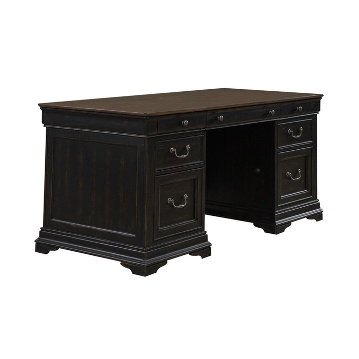 Meritage - Jr Executive Desk - Aged Charcoal – Executive Desks by Liberty Furniture at Furniture Wholesale Plus , Nashville furniture store