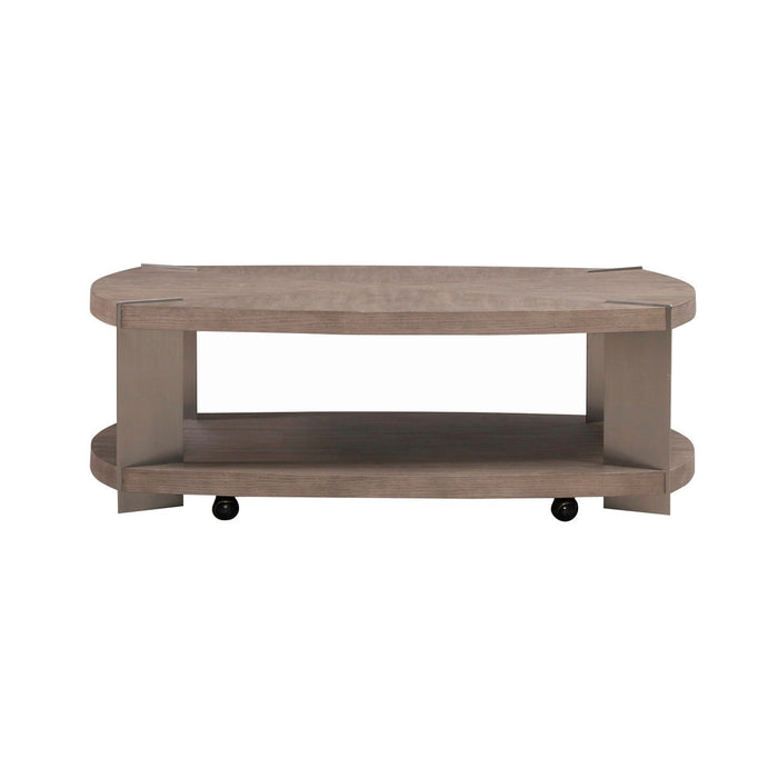 Harlow - Oval Cocktail Table - Sandstone & Satin Nickel – Cocktail Tables by Liberty Furniture at Furniture Wholesale Plus , Nashville furniture store