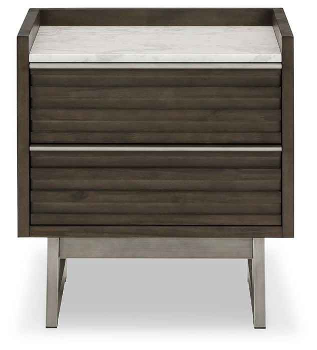 Arkenton - Two Drawer Night Stand - Grayish Brown / White – Accent Nightstands by Ashley® at Furniture Wholesale Plus , Nashville furniture store