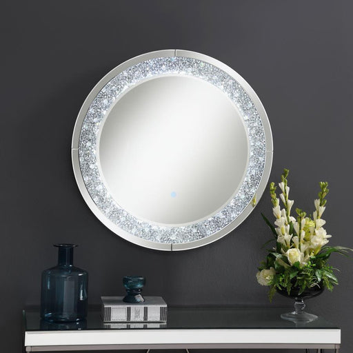 Lixue - Round Wall Mirror LED Lighting - Silver - Premium Wall Mirrors from CoasterEssence - Just $369! Shop now at Furniture Wholesale Plus  We are the best furniture store in Nashville, Hendersonville, Goodlettsville, Madison, Antioch, Mount Juliet, Lebanon, Gallatin, Springfield, Murfreesboro, Franklin, Brentwood