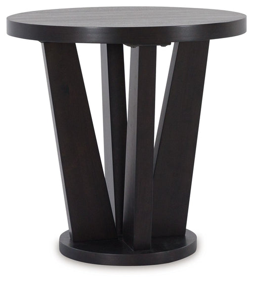 Chasinfield - Round End Table - Dark Brown – End Tables by Signature Design by Ashley® at Furniture Wholesale Plus , Nashville furniture store