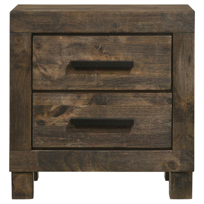 Woodmont - 2-Drawer Nightstand - Rustic Golden Brown – Accent Nightstands by CoasterEveryday at Furniture Wholesale Plus , Nashville furniture store