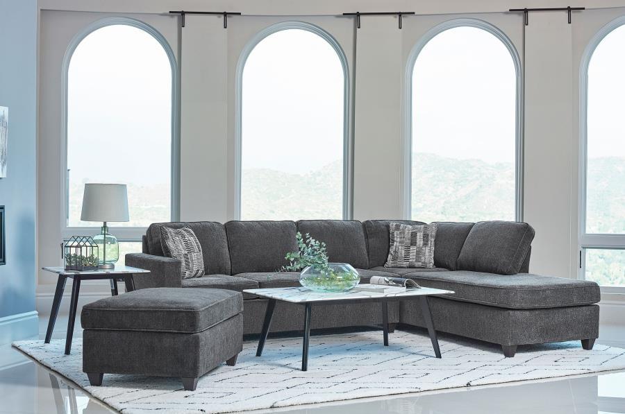 Mccord - Upholstered Track Arm Sectional Sofa - Dark Gray – Stationary Sectionals by CoasterEssence at Furniture Wholesale Plus , Nashville furniture store