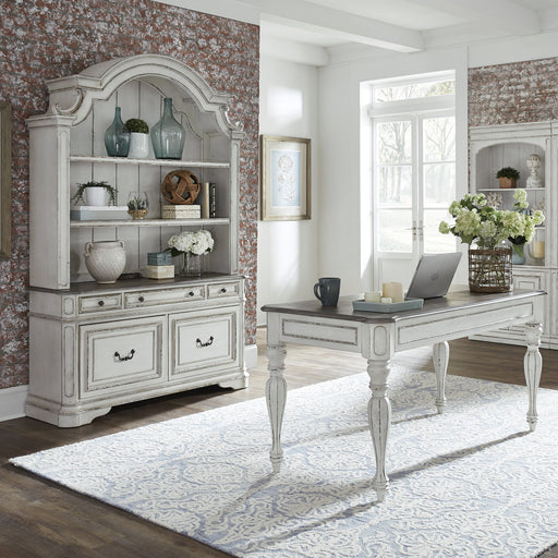 Magnolia Manor - 3 Piece Home Office Set (Desk & Hutch) - Antique White – 3 Piece Home Office Sets by Liberty Furniture at Furniture Wholesale Plus , Nashville furniture store