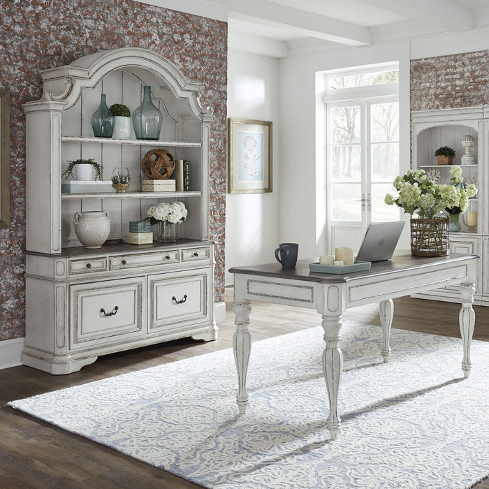 Magnolia Manor - 3 Piece Home Office Set (Desk & Hutch) - Antique White – 3 Piece Home Office Sets by Liberty Furniture at Furniture Wholesale Plus , Nashville furniture store