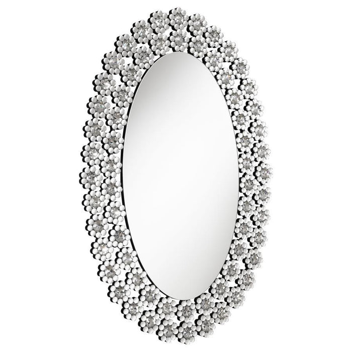 Colleen - Oval Wall Mirror - Silver – Wall Mirrors by CoasterElevations at Furniture Wholesale Plus , Nashville furniture store