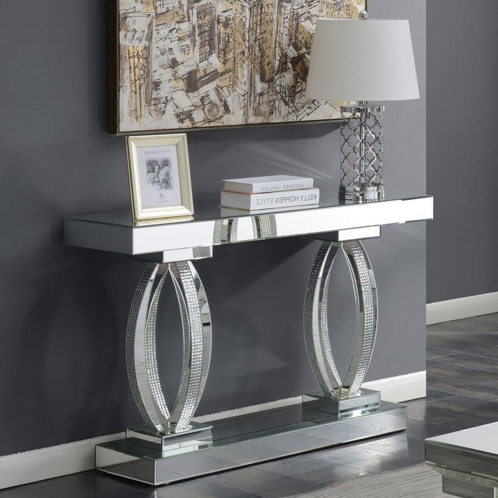 Amalia - Mirrored Acrylic Entryway Sofa Console Table - Silver – Console Tables by CoasterElevations at Furniture Wholesale Plus , Nashville furniture store