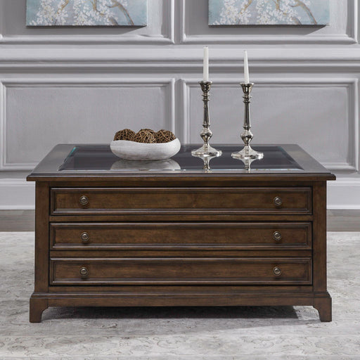 Arden Road - Square Collector Cocktail Table - Satin Cherry – Cocktail Tables by Liberty Furniture at Furniture Wholesale Plus , Nashville furniture store