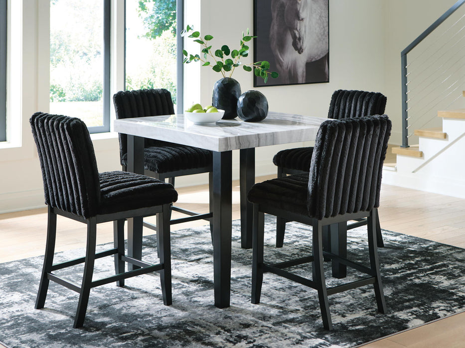 Mervannie - 5 Pc. - Counter Height Dining Table And 4 Barstools - Gray / Black – 5 Piece Dining Room Sets by Signature Design by Ashley® at Furniture Wholesale Plus , Nashville furniture store