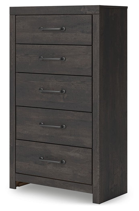 Hollivern - Five Drawer Chest - Dark Gray – Accent Chests by Signature Design by Ashley® at Furniture Wholesale Plus , Nashville furniture store