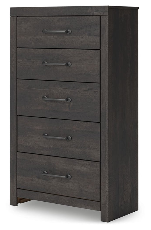 Hollivern - Five Drawer Chest - Dark Gray – Accent Chests by Signature Design by Ashley® at Furniture Wholesale Plus , Nashville furniture store