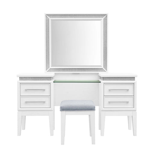Reflections - 3 Piece Vanity Set - Pearl White & Rhinestone – Vanity Sets by Liberty Furniture at Furniture Wholesale Plus , Nashville furniture store