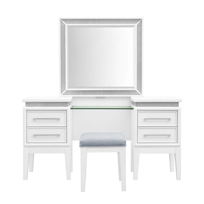 Reflections - 3 Piece Vanity Set - Pearl White & Rhinestone – Vanity Sets by Liberty Furniture at Furniture Wholesale Plus , Nashville furniture store