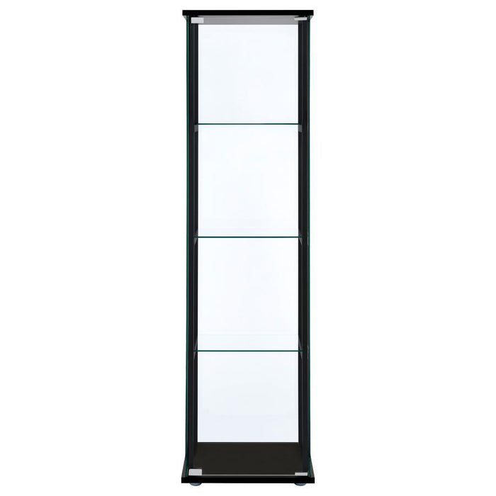 Cyclamen - 4-Shelf Clear Glass Curio Display Cabinet - Black - Premium Curio Cabinets from CoasterEveryday - Just $249! Shop now at Furniture Wholesale Plus  We are the best furniture store in Nashville, Hendersonville, Goodlettsville, Madison, Antioch, Mount Juliet, Lebanon, Gallatin, Springfield, Murfreesboro, Franklin, Brentwood
