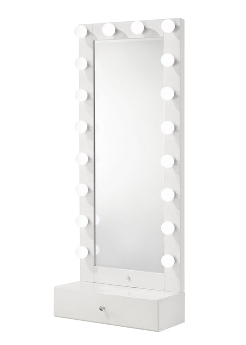 Luxo - Tall Lighted Drawer Vanity Mirror - White – Vanity Mirrors by Crown Mark at Furniture Wholesale Plus , Nashville furniture store